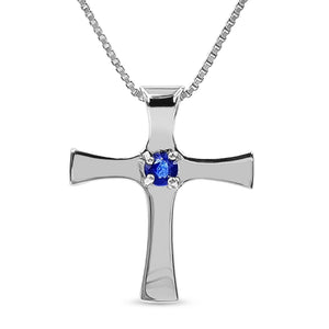 Real Sapphire Cross Necklace - Uniquelan Jewelry