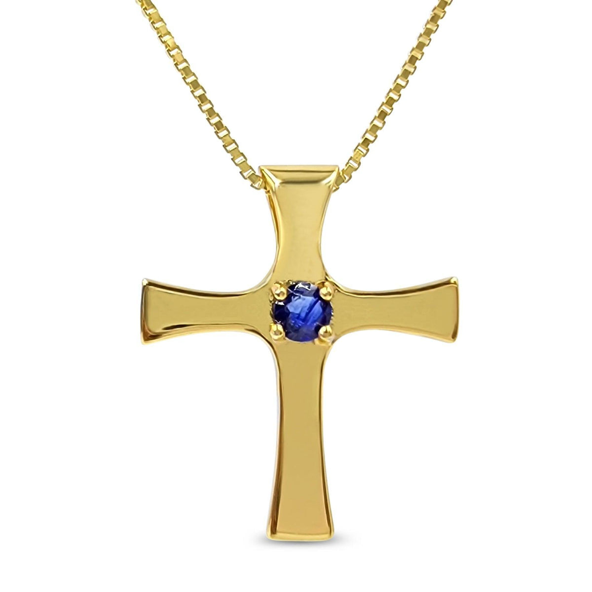 Real Sapphire Cross Necklace - Uniquelan Jewelry