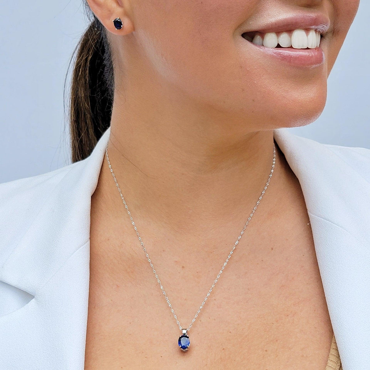 Real Sapphire Heart Jewelry Set - Uniquelan Jewelry