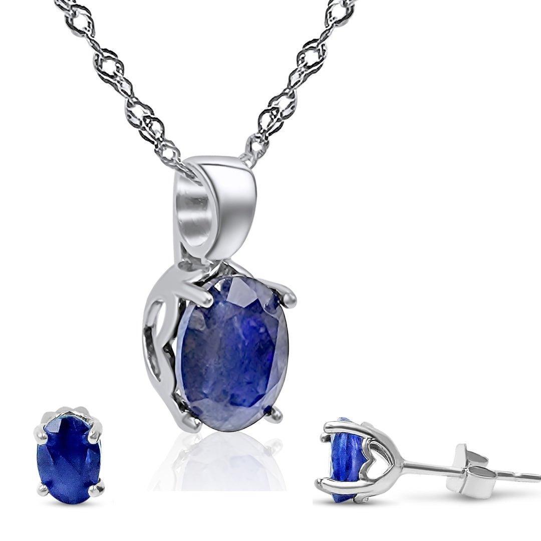 Real Sapphire Heart Jewelry Set - Uniquelan Jewelry