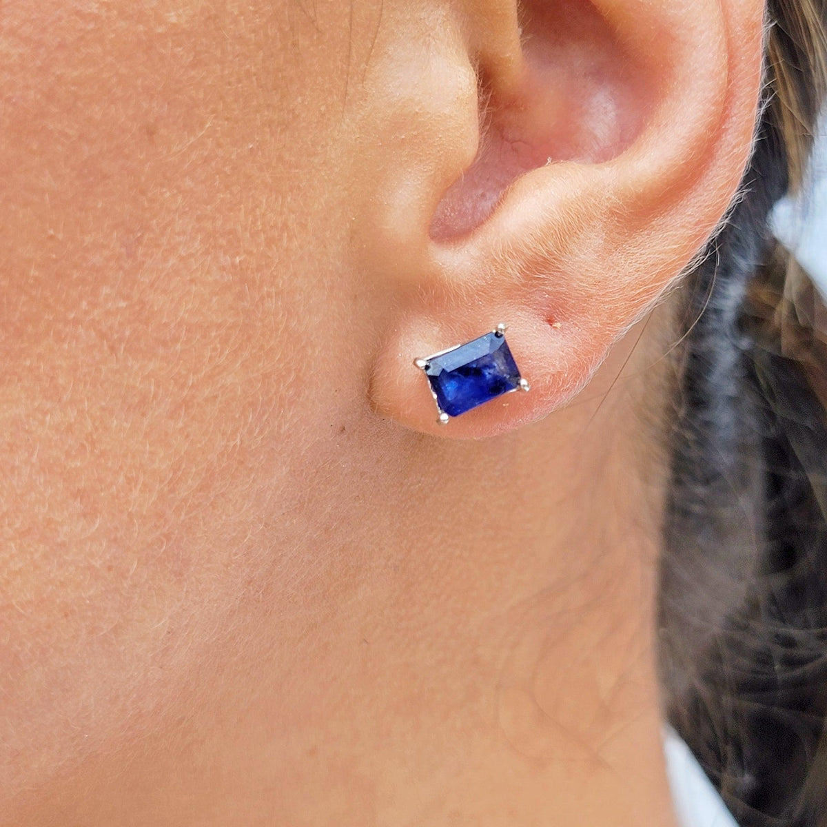 Real Sapphire Heart Stud Earrings - Uniquelan Jewelry