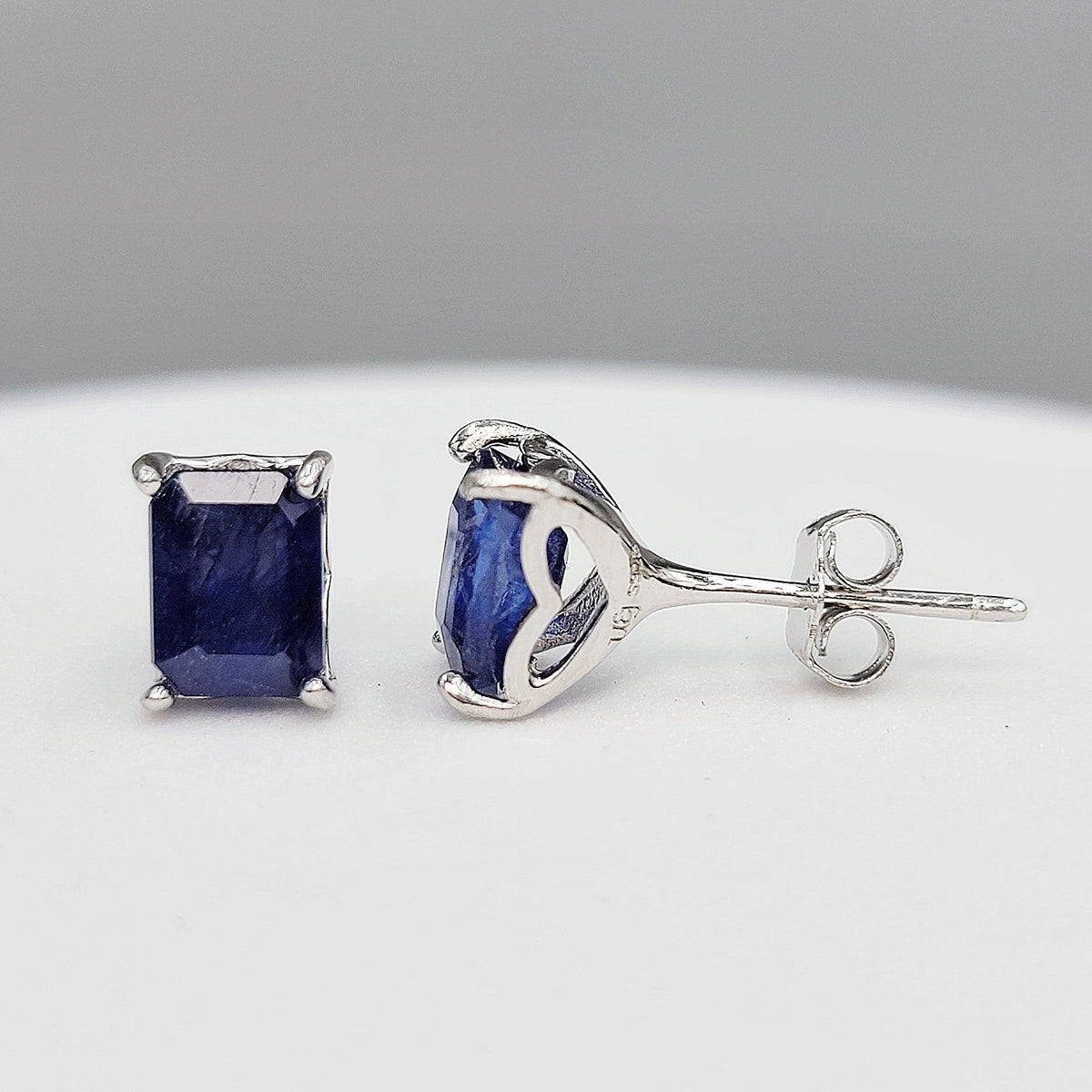 Real Sapphire Heart Stud Earrings - Uniquelan Jewelry