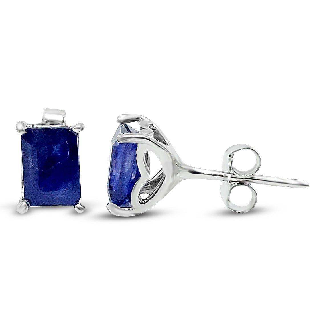 Real Sapphire Heart Stud Earrings - Uniquelan Jewelry