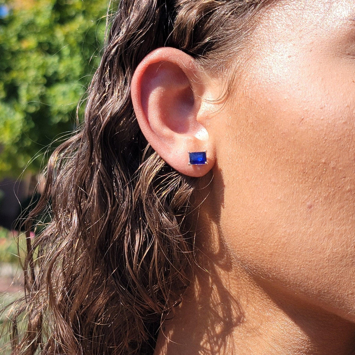 Real Sapphire Heart Stud Earrings - Uniquelan Jewelry