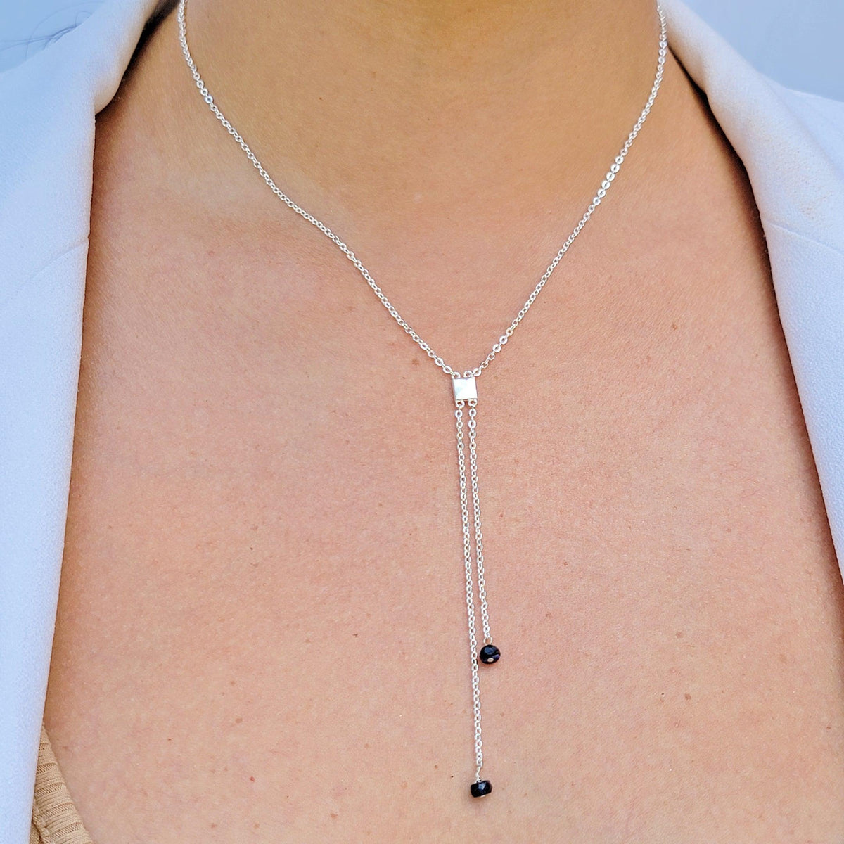 Real Sapphire Lariat Chain Necklace - Uniquelan Jewelry