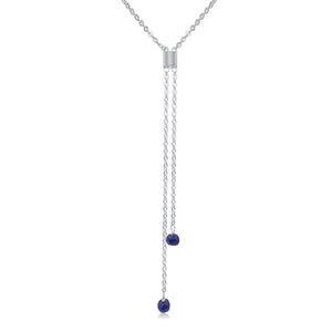 Real Sapphire Lariat Chain Necklace - Uniquelan Jewelry