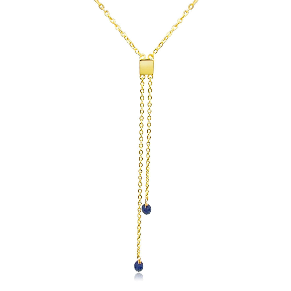 Real Sapphire Lariat Chain Necklace - Uniquelan Jewelry