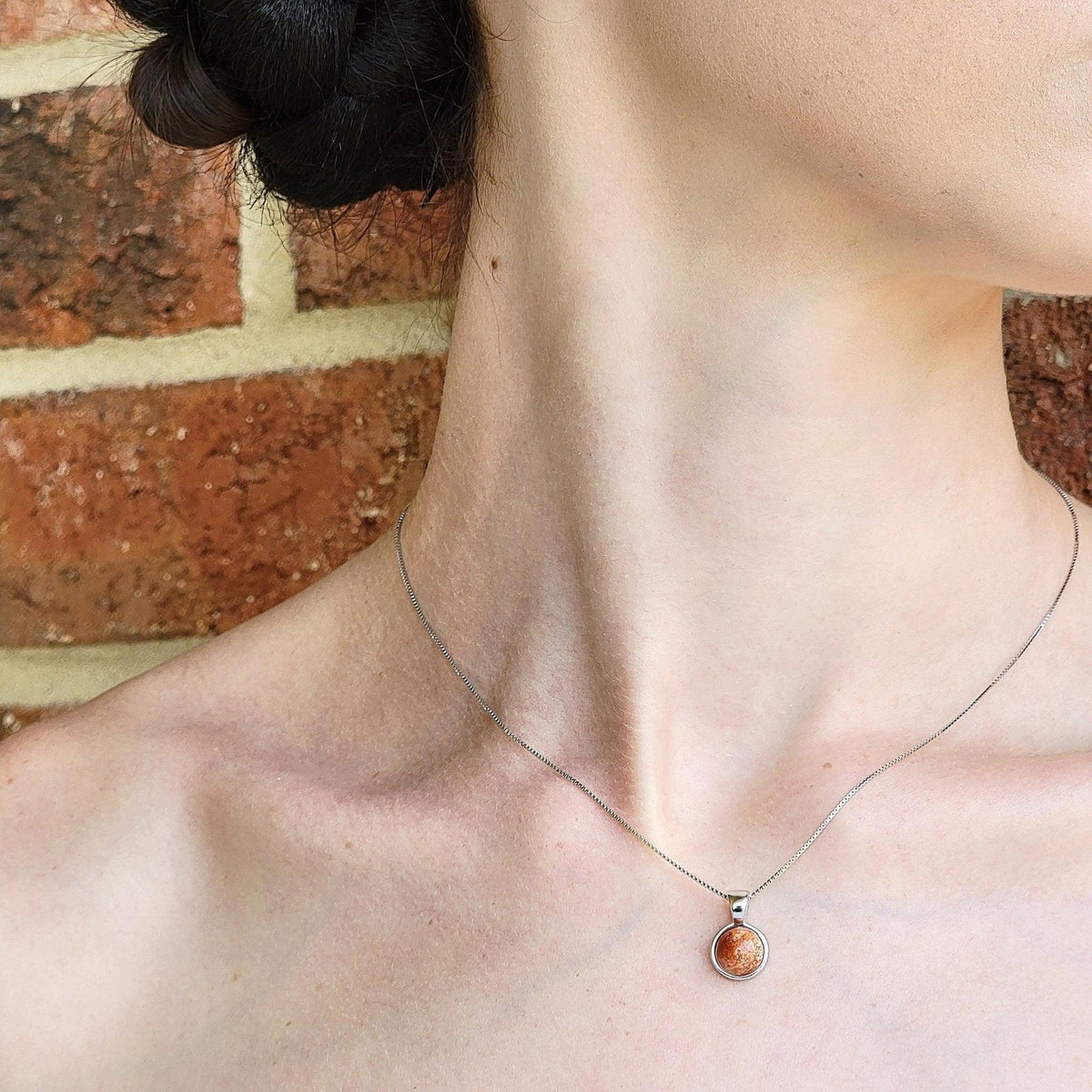 Real Sunstone Bezel Necklace - Uniquelan Jewelry