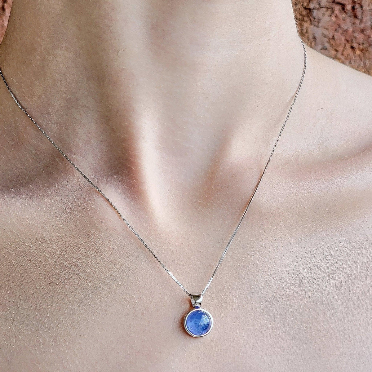 Real Tanzanite Bezel Necklace - Uniquelan Jewelry