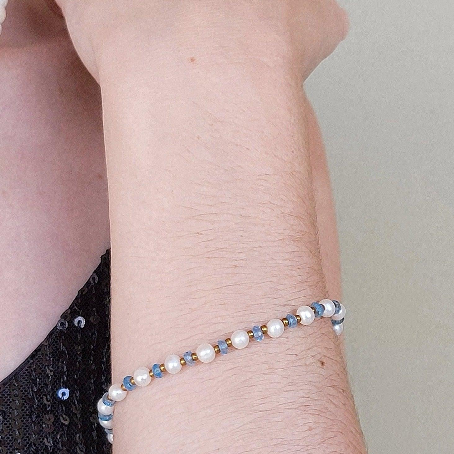 Real Topaz and Pearl Bracelet - Uniquelan Jewelry