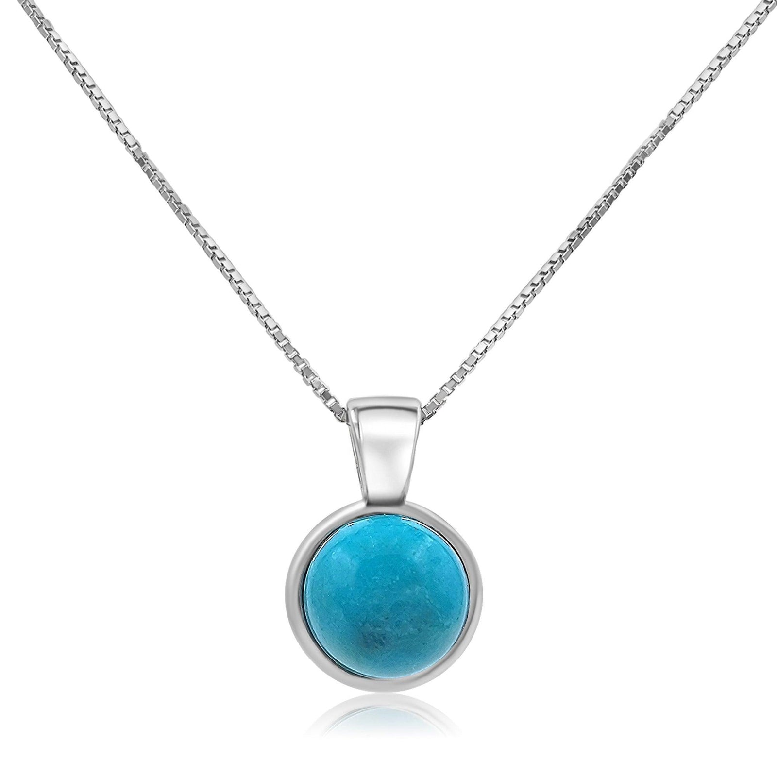 Real Turquoise Bezel Necklace - Uniquelan Jewelry