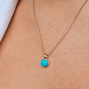 Real Turquoise Bezel Necklace - Uniquelan Jewelry
