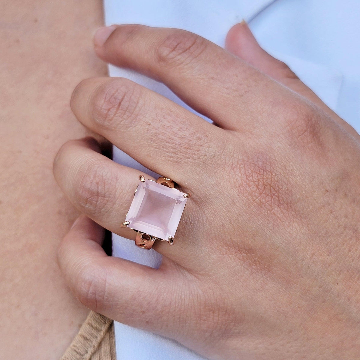 Rose Quartz Infinity Ring - Uniquelan Jewelry