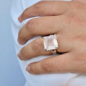 Rose Quartz Infinity Ring - Uniquelan Jewelry