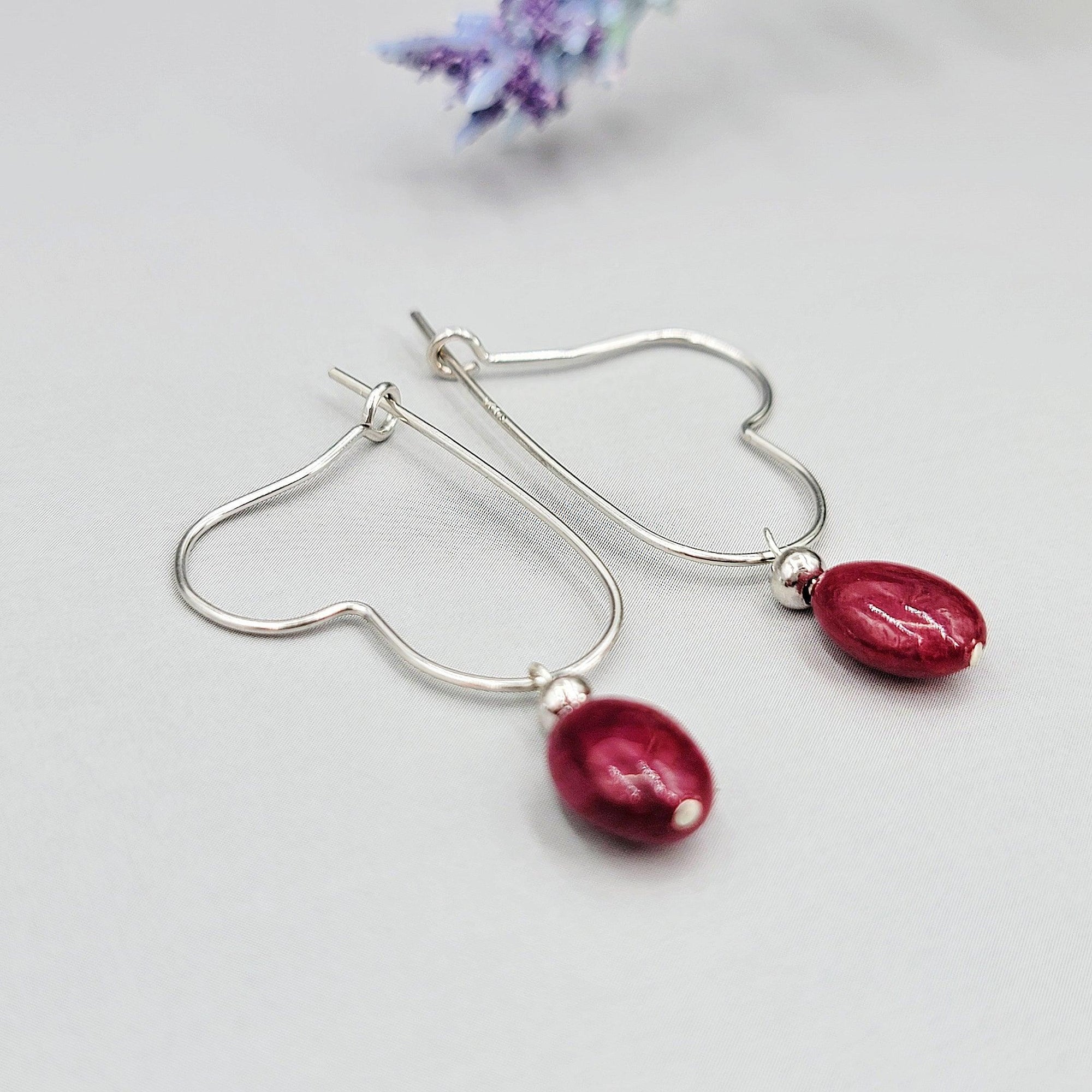 Ruby Heart Drop Earrings - Uniquelan Jewelry
