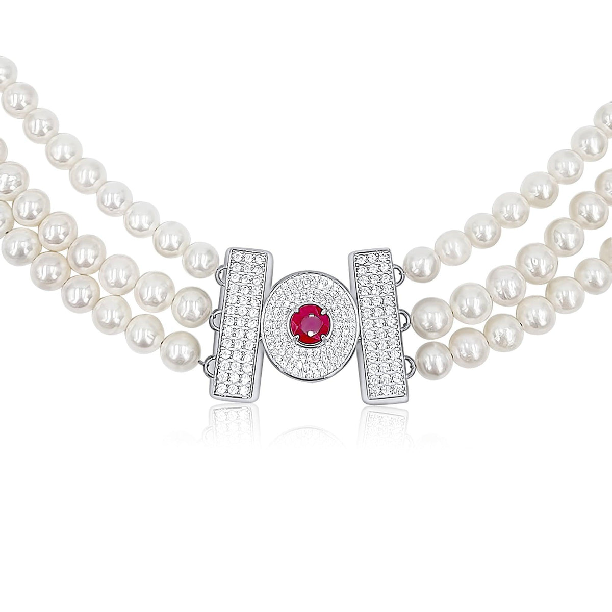 Ruby Pearl Choker Necklace - Uniquelan Jewelry