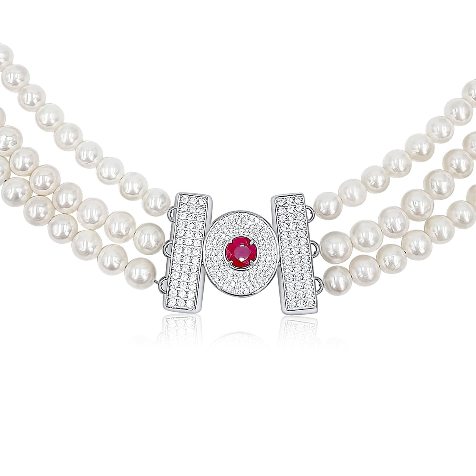 Ruby Pearl Choker Necklace - Uniquelan Jewelry