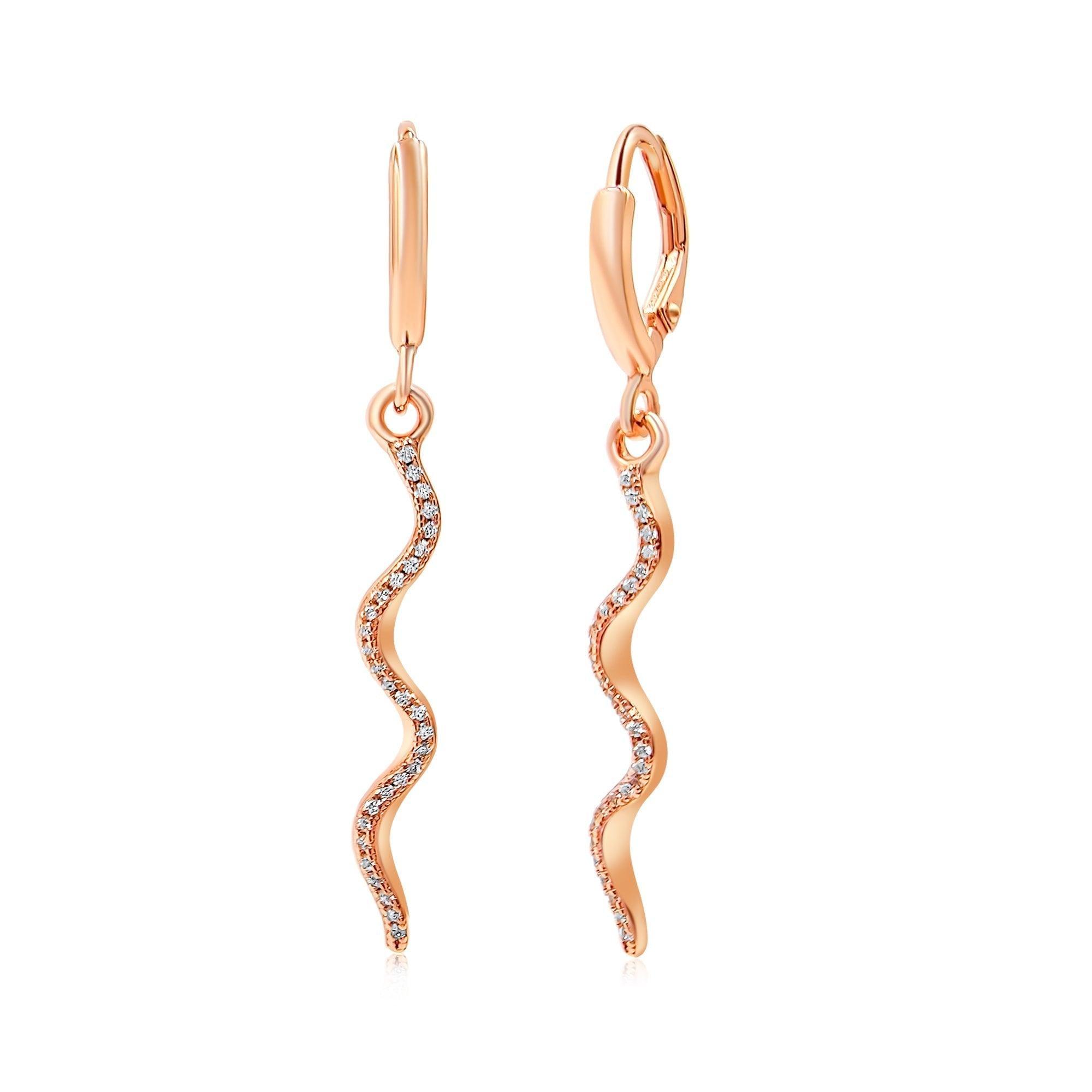 Spiral Snake Zircon Drop Earrings