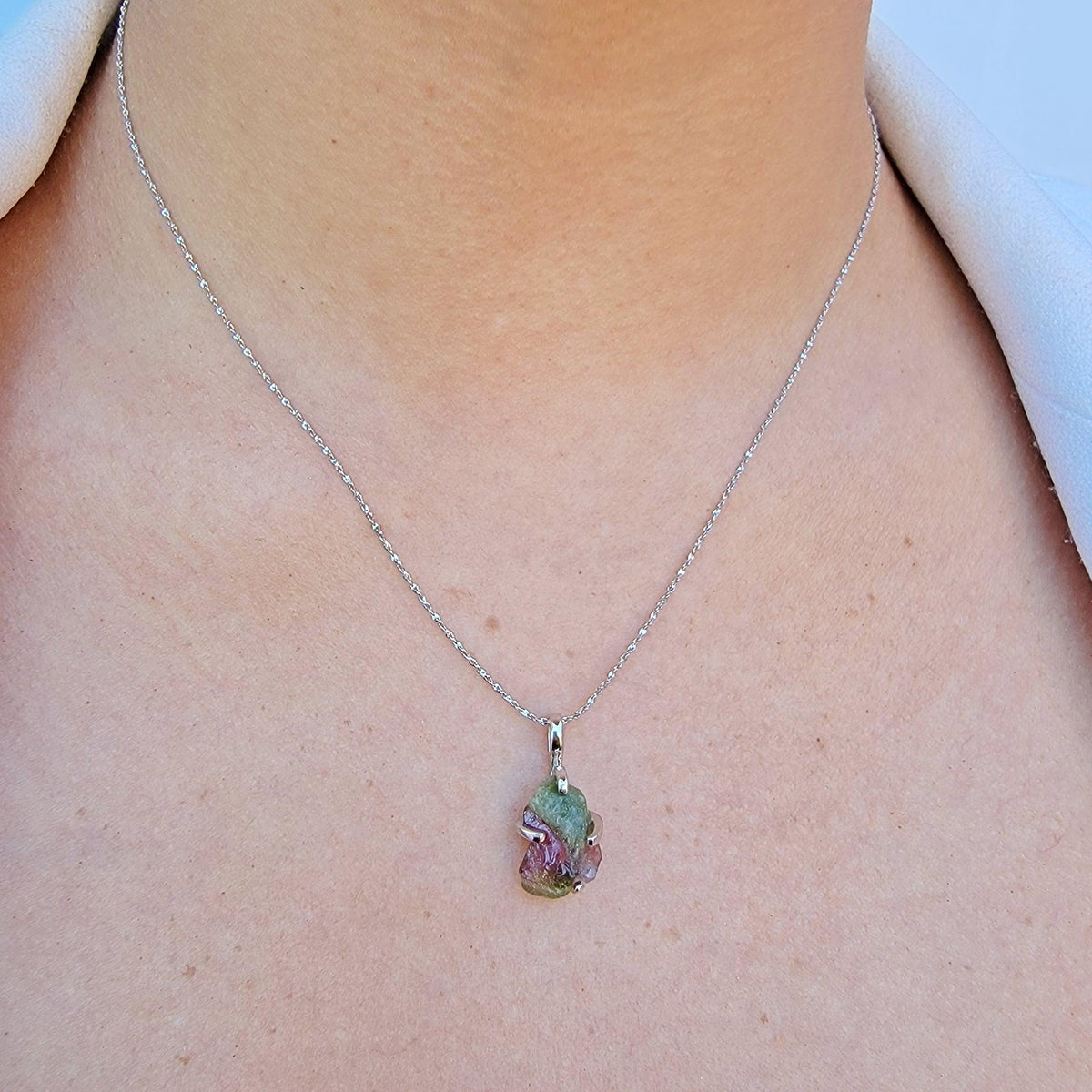 Watermelon Tourmaline Necklace Set - Uniquelan Jewelry