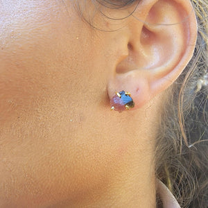Watermelon Tourmaline Stud Earrings - Uniquelan Jewelry