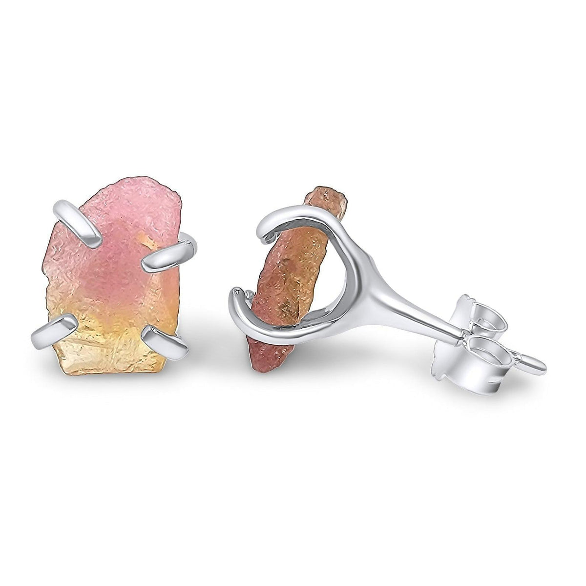 Watermelon Tourmaline Stud Earrings - Uniquelan Jewelry