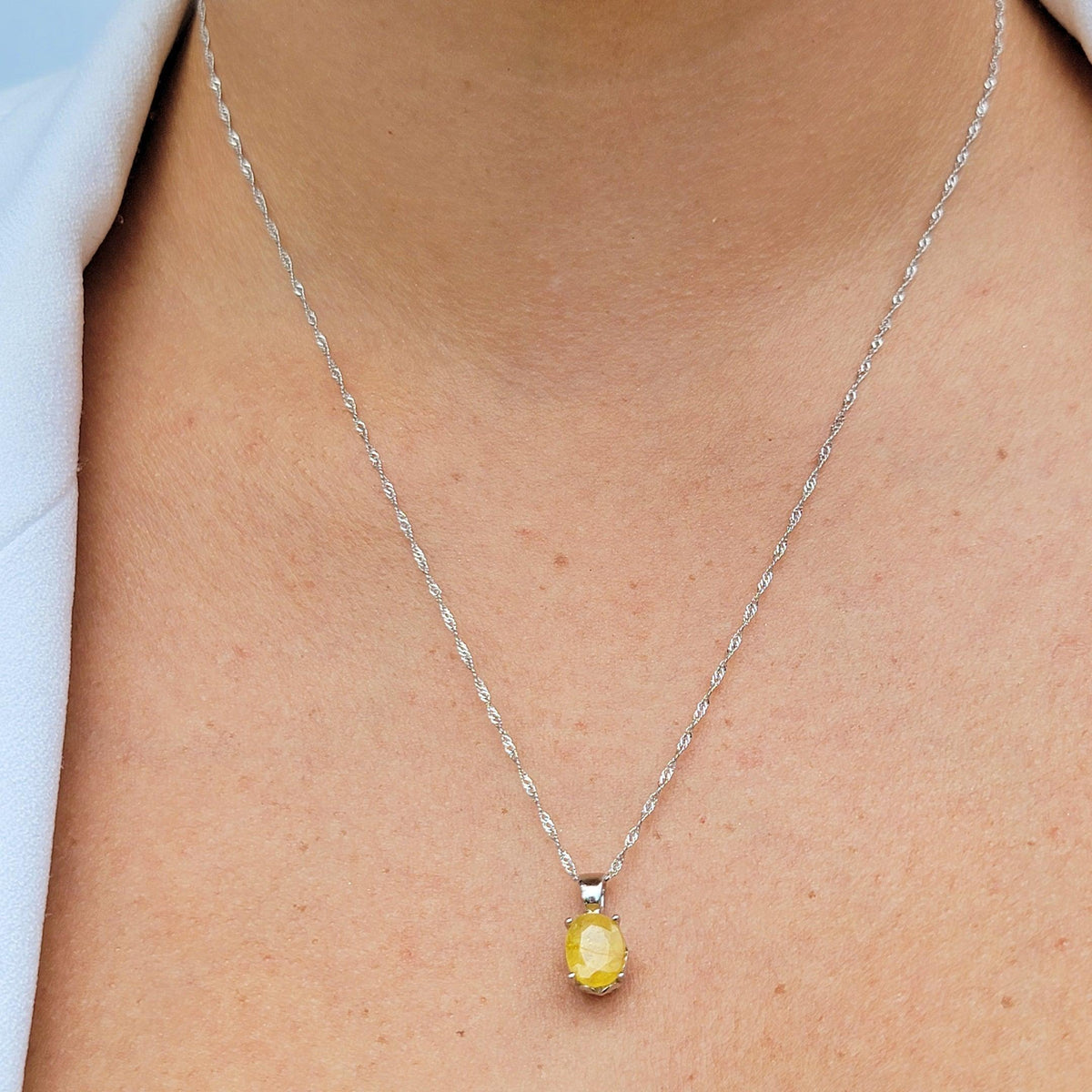Yellow Sapphire Heart Necklace - Uniquelan Jewelry