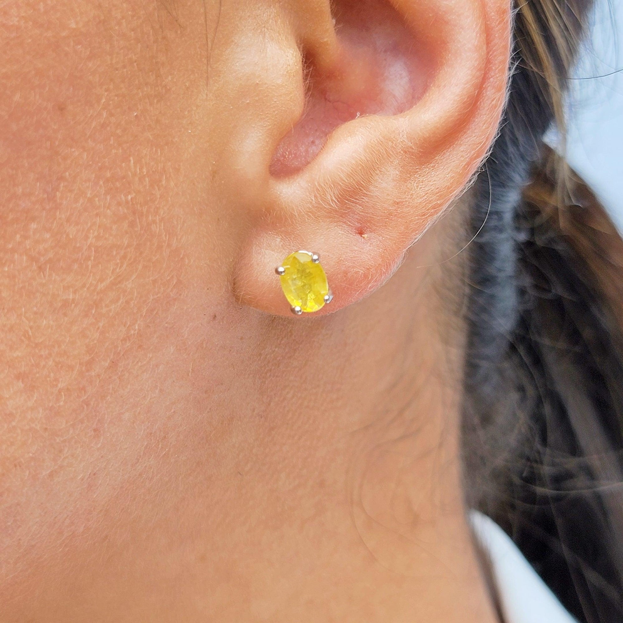 Yellow Sapphire Heart Stud Earrings - Uniquelan Jewelry