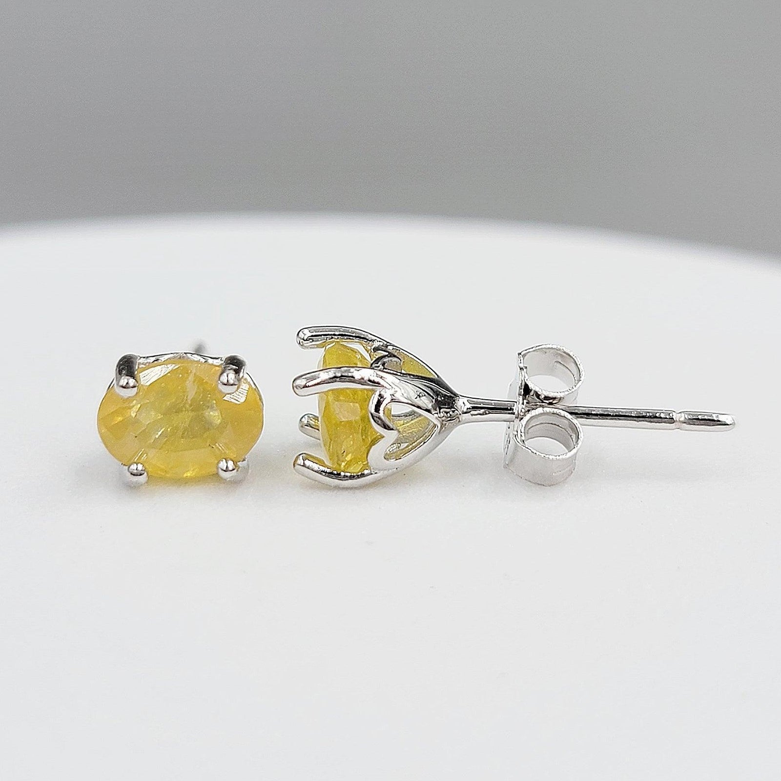 Yellow Sapphire Heart Stud Earrings - Uniquelan Jewelry